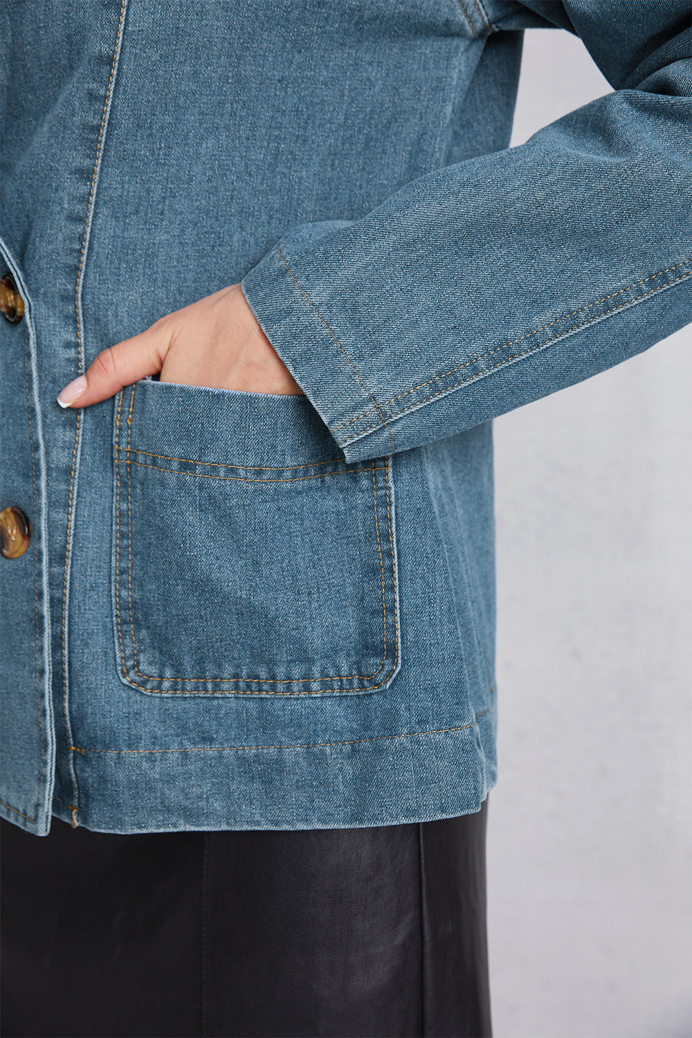 Honeybee Mumford's Pocketed Button Up Denim Jacket