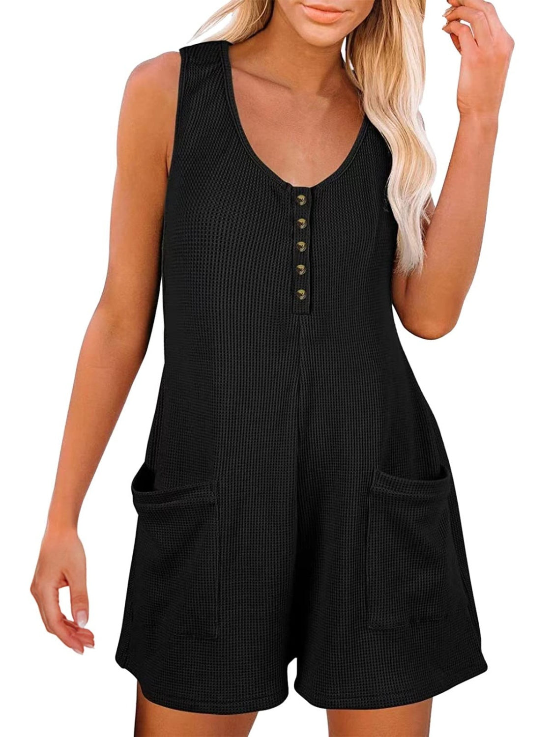 Honeybee Mumford's Full Size Pocketed Scoop Neck Sleeveless Romper