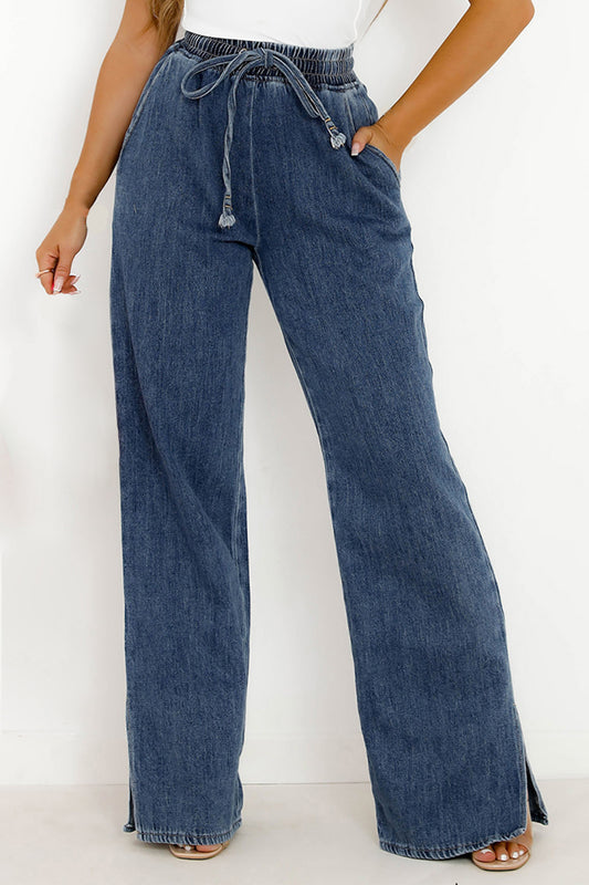 Honeybee Mumford's Slit Wide Leg Jeans with Pockets