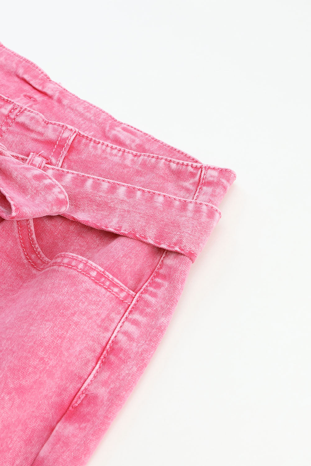 Honeybee Mumford's Pink Flare Leg High Waist Front Knot Casual Jeans