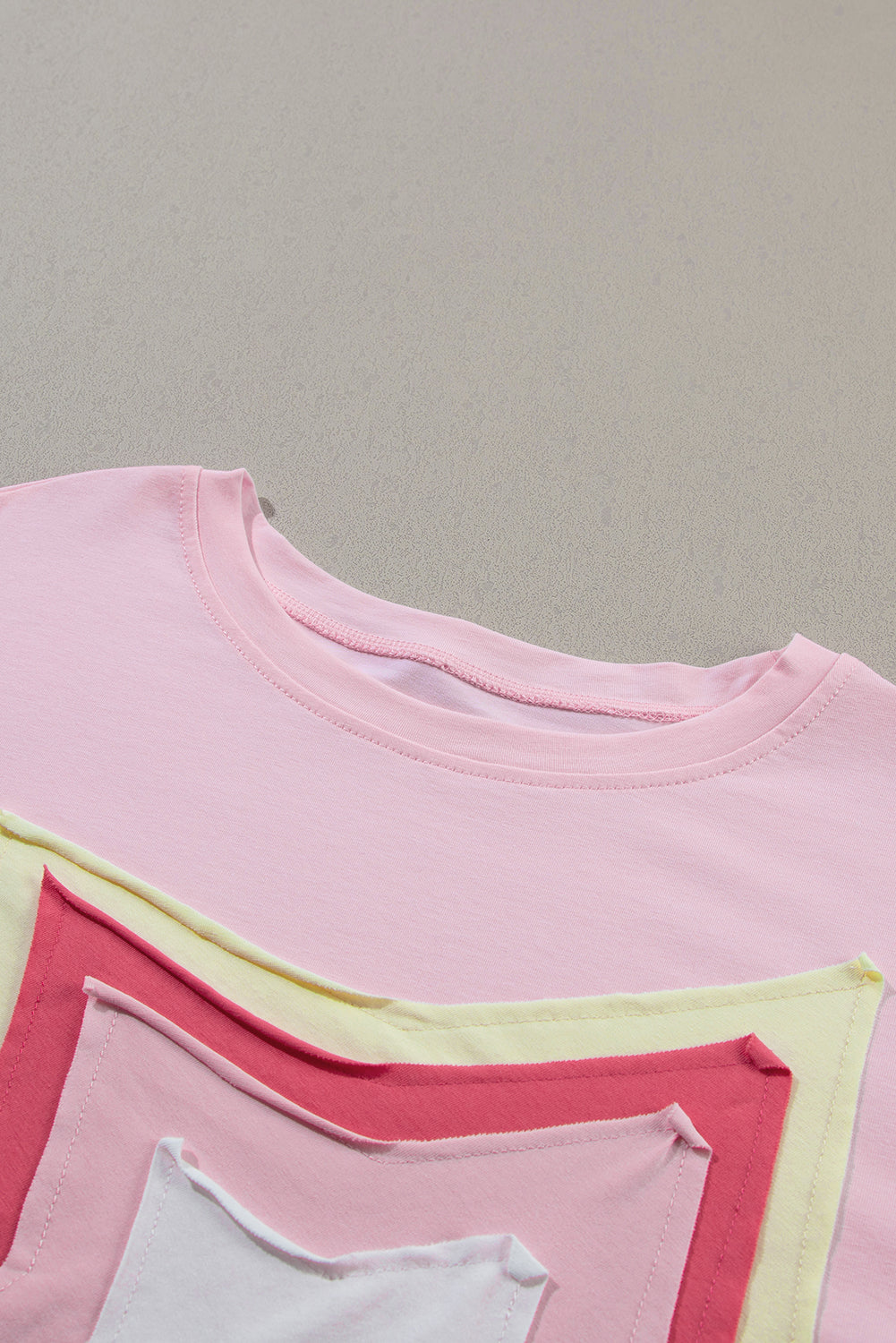 Honeybee Mumford's Light Pink Colorblock Star Patched Half Sleeve Oversized Tee