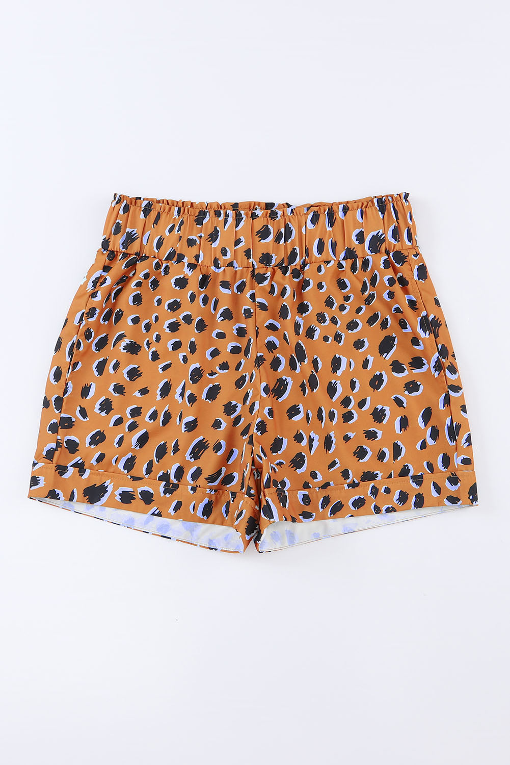 Honeybee Mumford's Brown Leopard Print Ruffle Elastic Waist Shorts