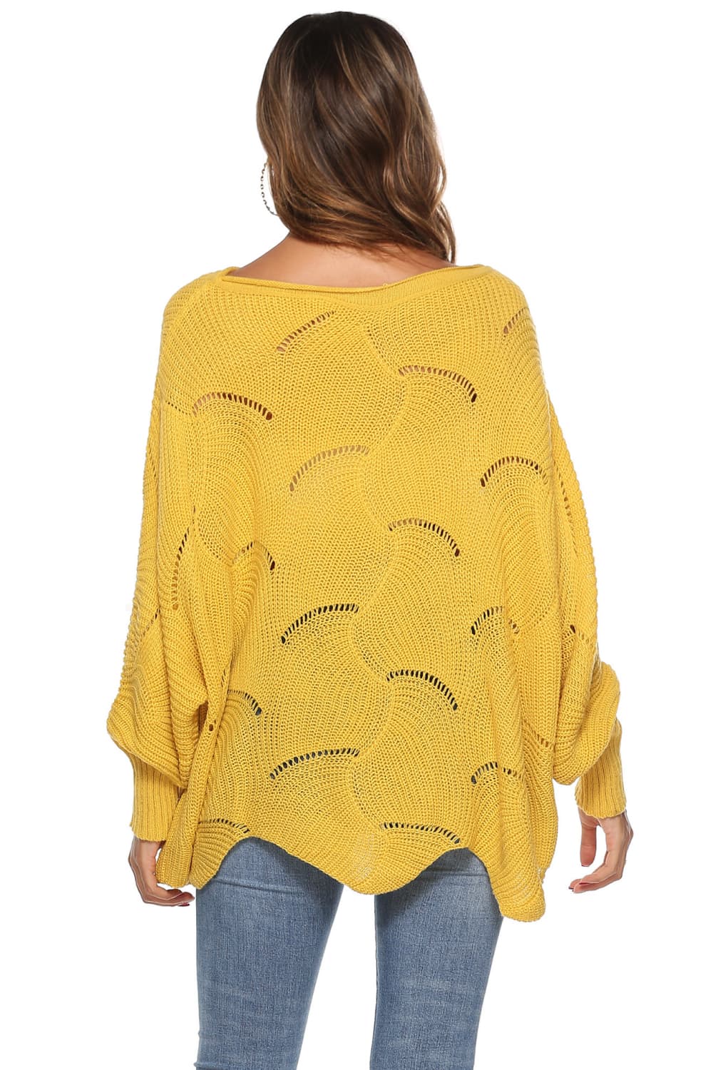 Honeybee Mumford's Round Neck Long Sleeve Openwork Sweater