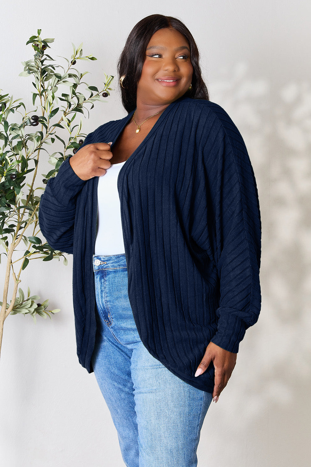 honeybee Mumford's Ribbed Cocoon Cardigan( Black, Khaki, Dark Blue and more )