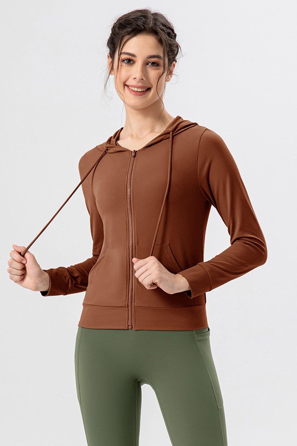 Honeybee Mumford's Drawstring Zip Up Hooded Active Outerwear