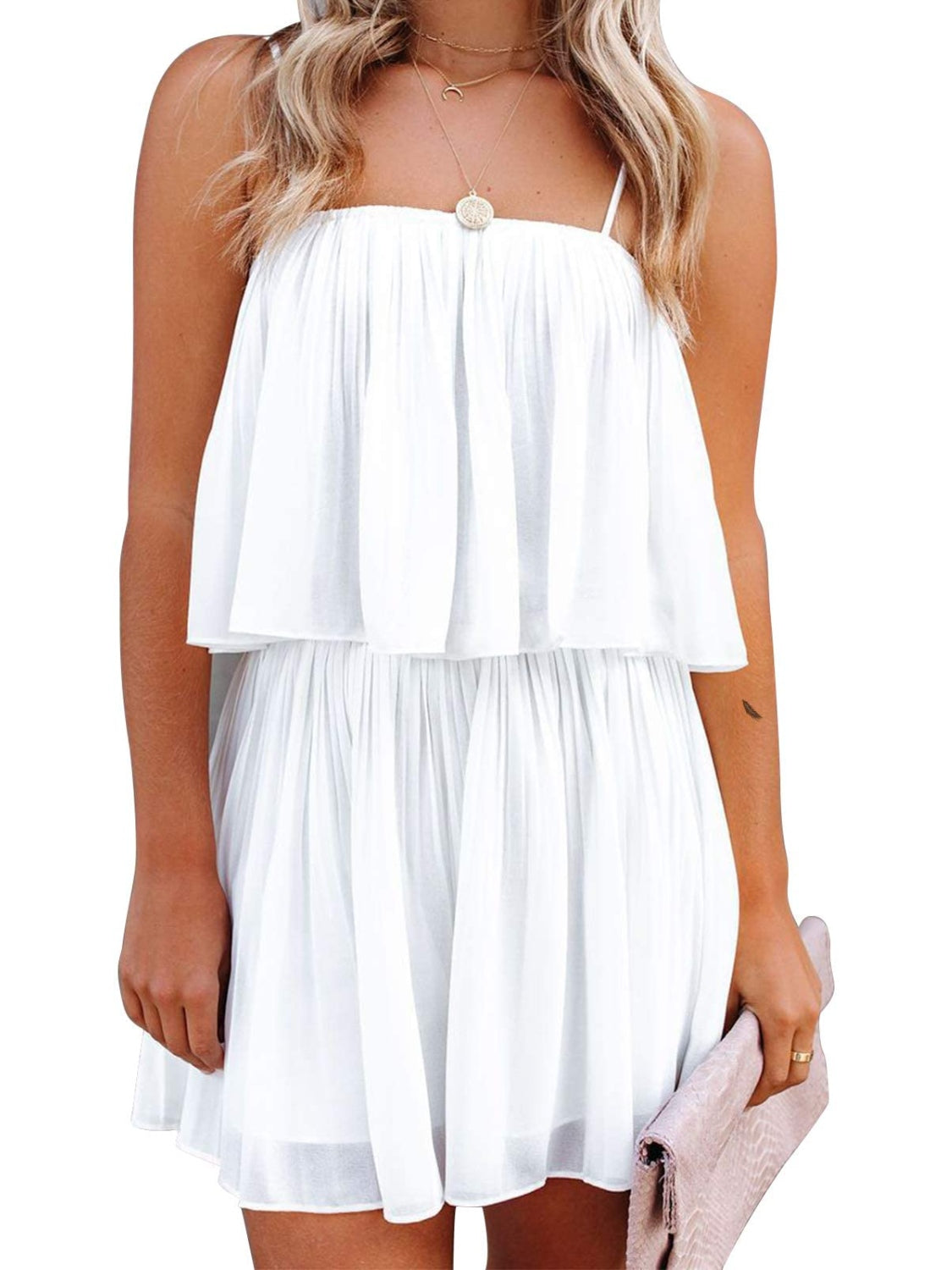 Honeybee Mumford's Ruched Spaghetti Strap Romper