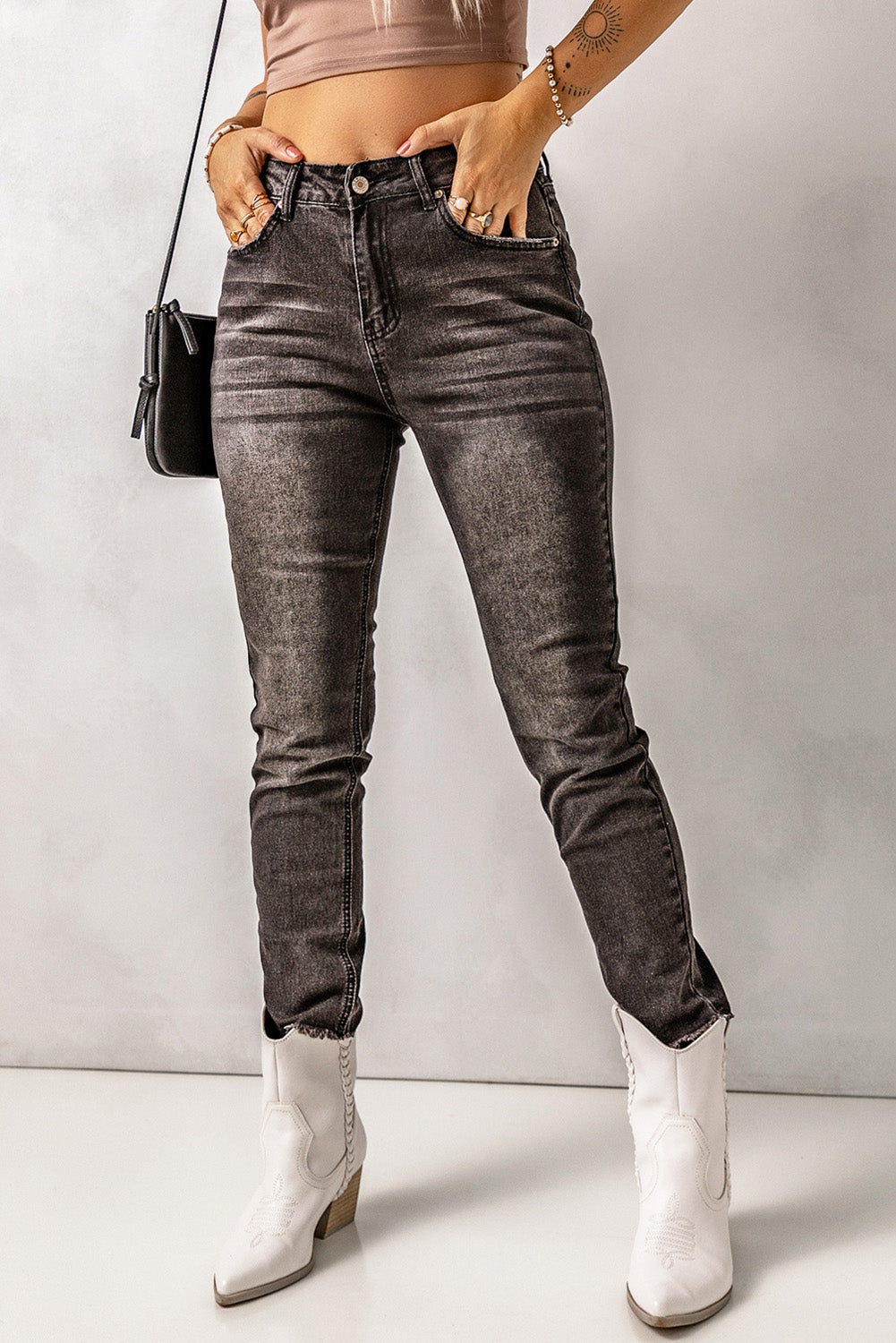 Honeybee Mumford's High Waist Raw Hem Skinny Jeans