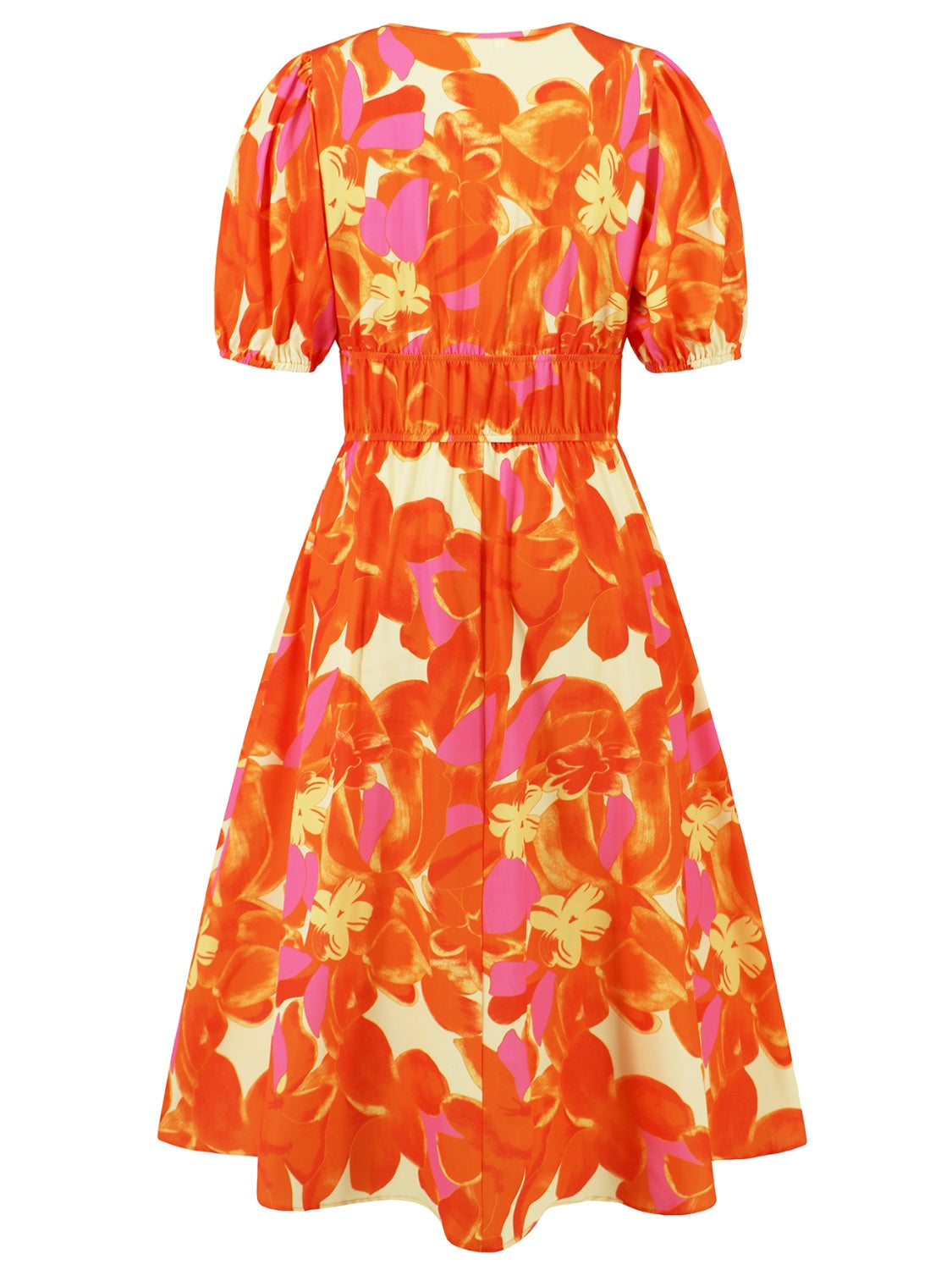 Honeybee Mumford's Ruched Printed Surplice Short Sleeve Dress