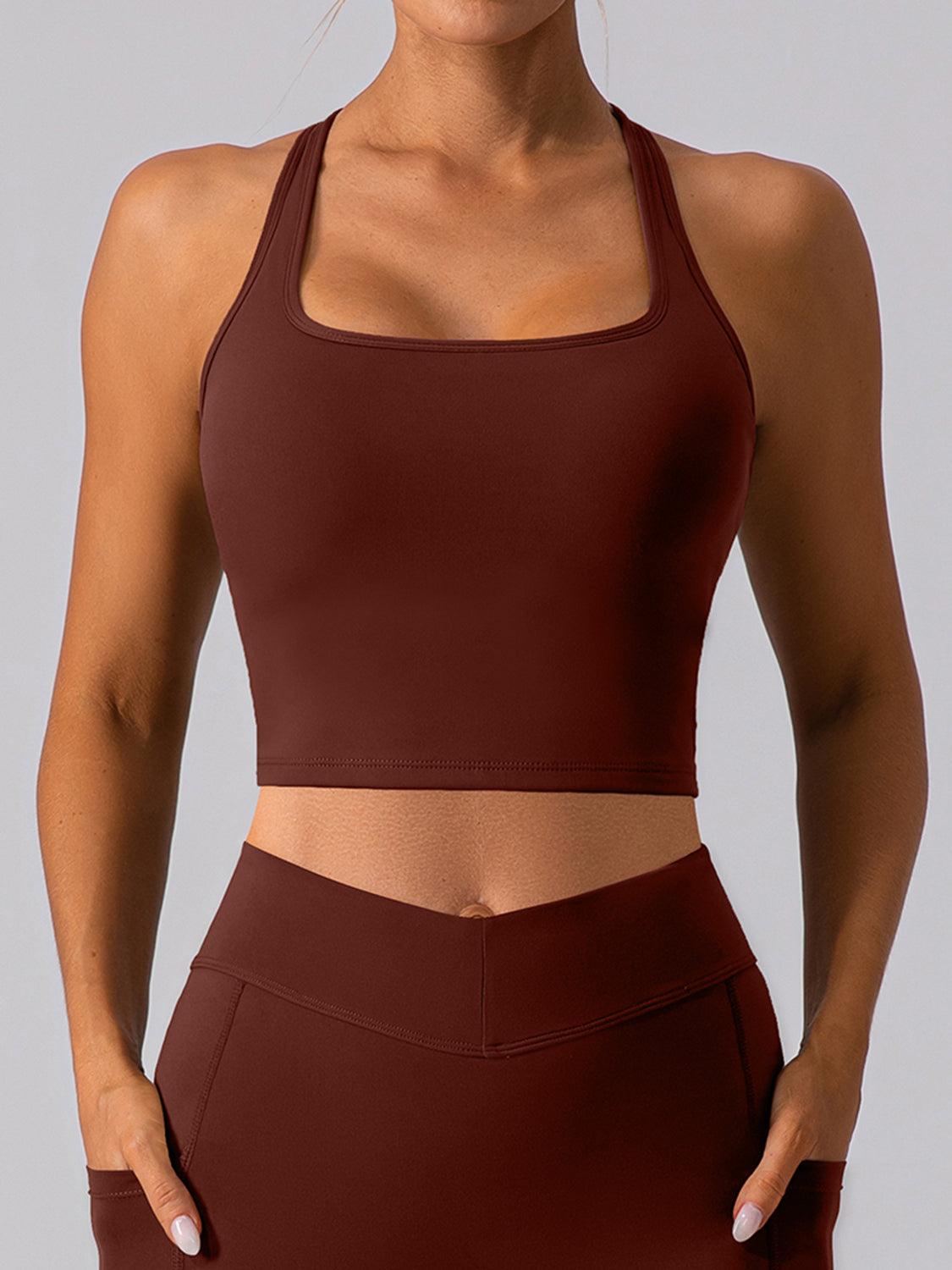 Honeybee Mumford's Square Neck Racerback Cropped Tank