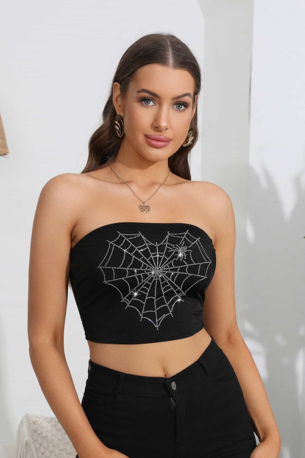 Honeybee Mumford's Heart Spider Web Graphic Tube Top