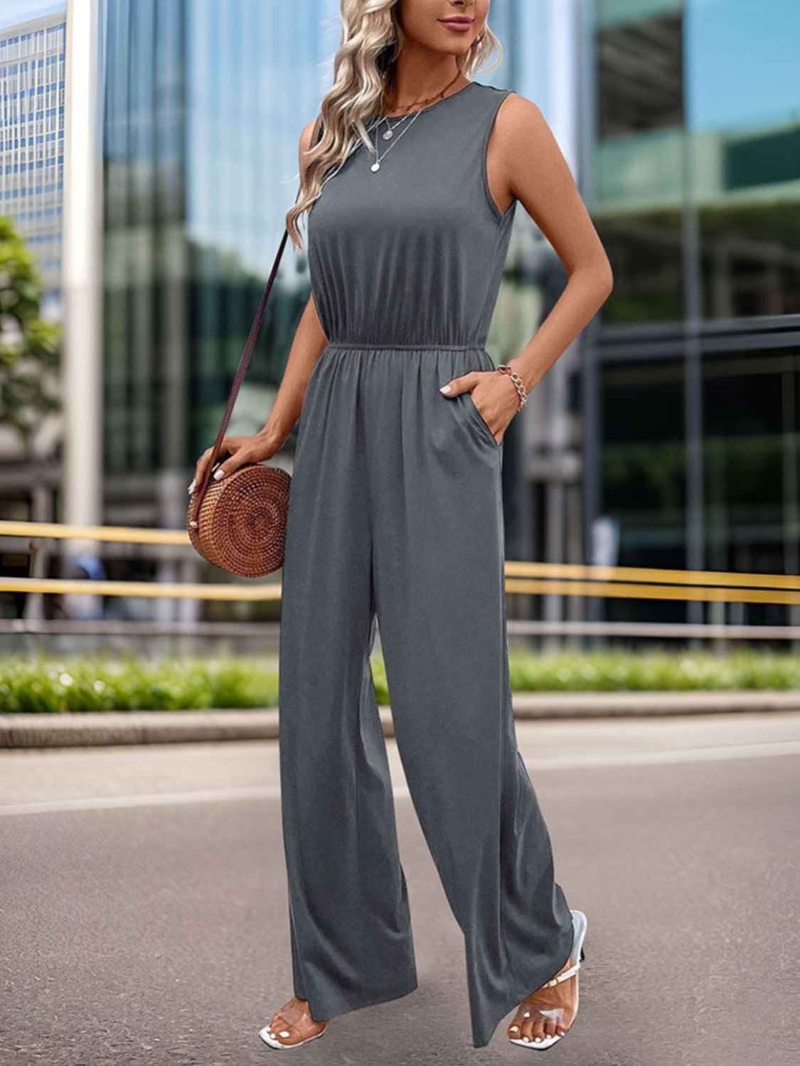 Honeybee Mumford's Round Neck Wide Leg Jumpsuit