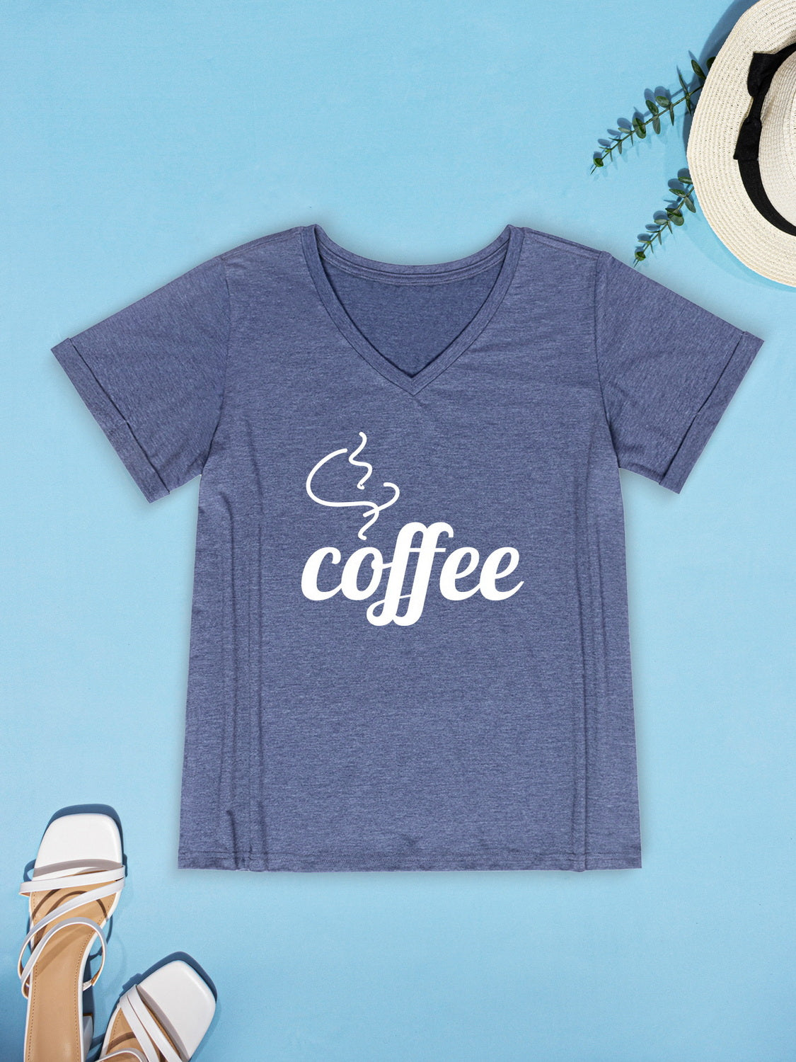 Honeybee Mumford's COFFEE V-Neck Short Sleeve T-Shirt