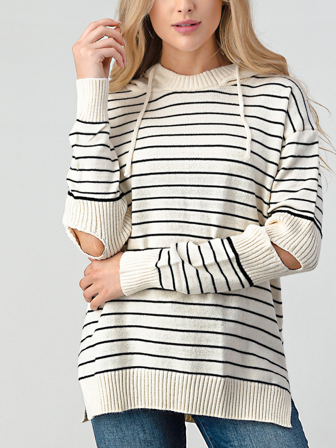 Honeybee Mumford's Striped Cutout Slit Sweater