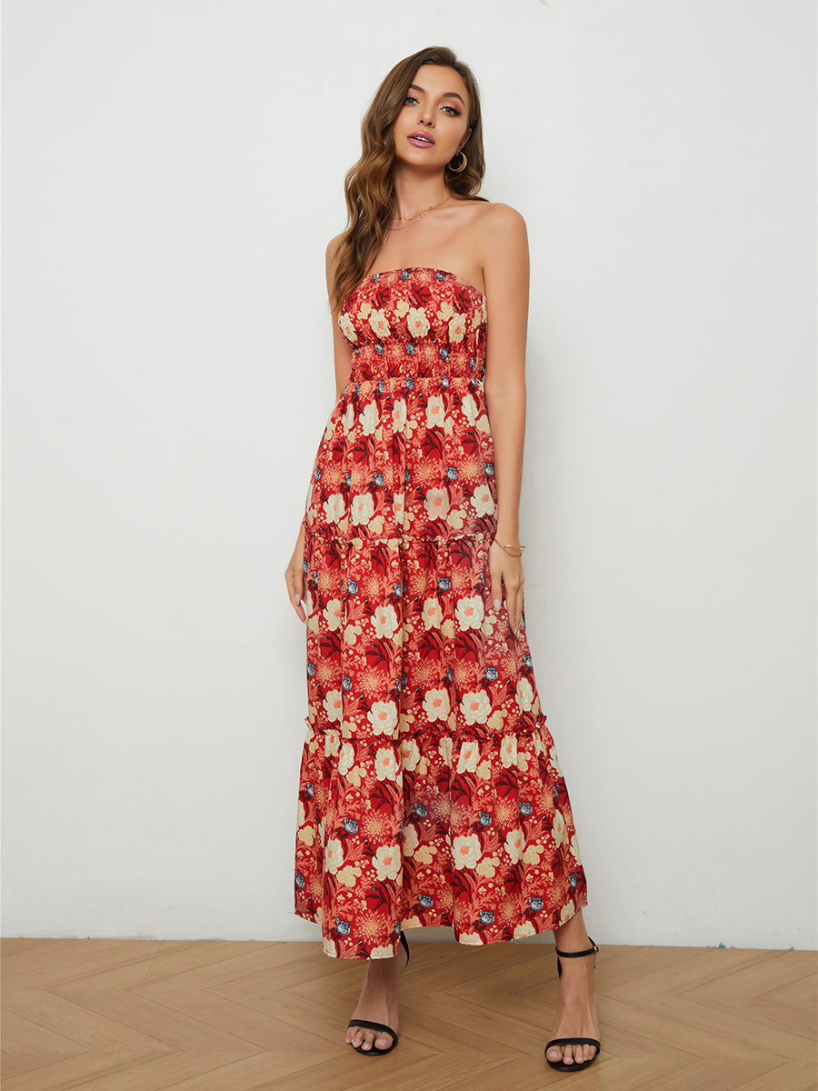 Honeybee Mumford's Floral Strapless Low-Back Dress