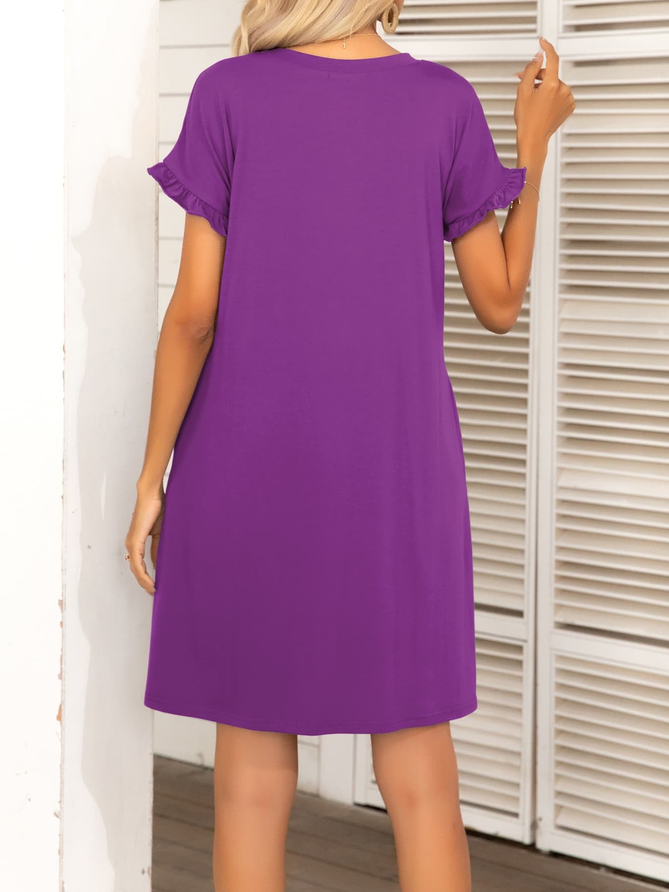 Honeybee Mumford's Round Neck Flounce Sleeve Dress with Pockets