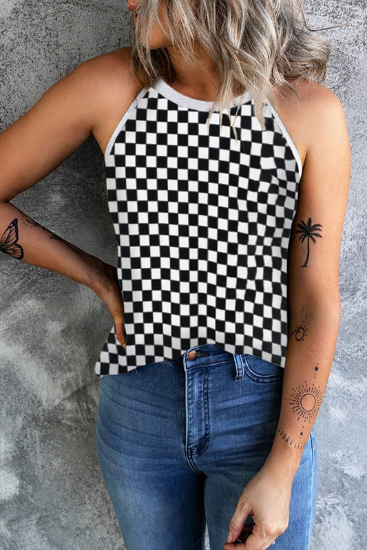 Honeybee Mumford's Checkered Grecian Neck Tank