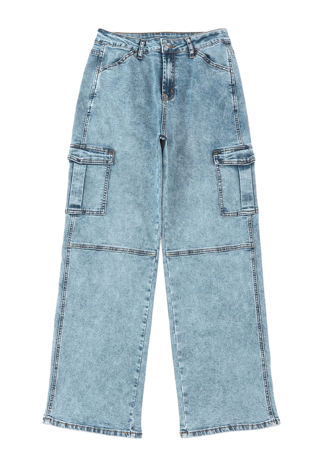 Honeybee Mumford's Sky Blue Cool Cargo Style Wide Leg Jeans