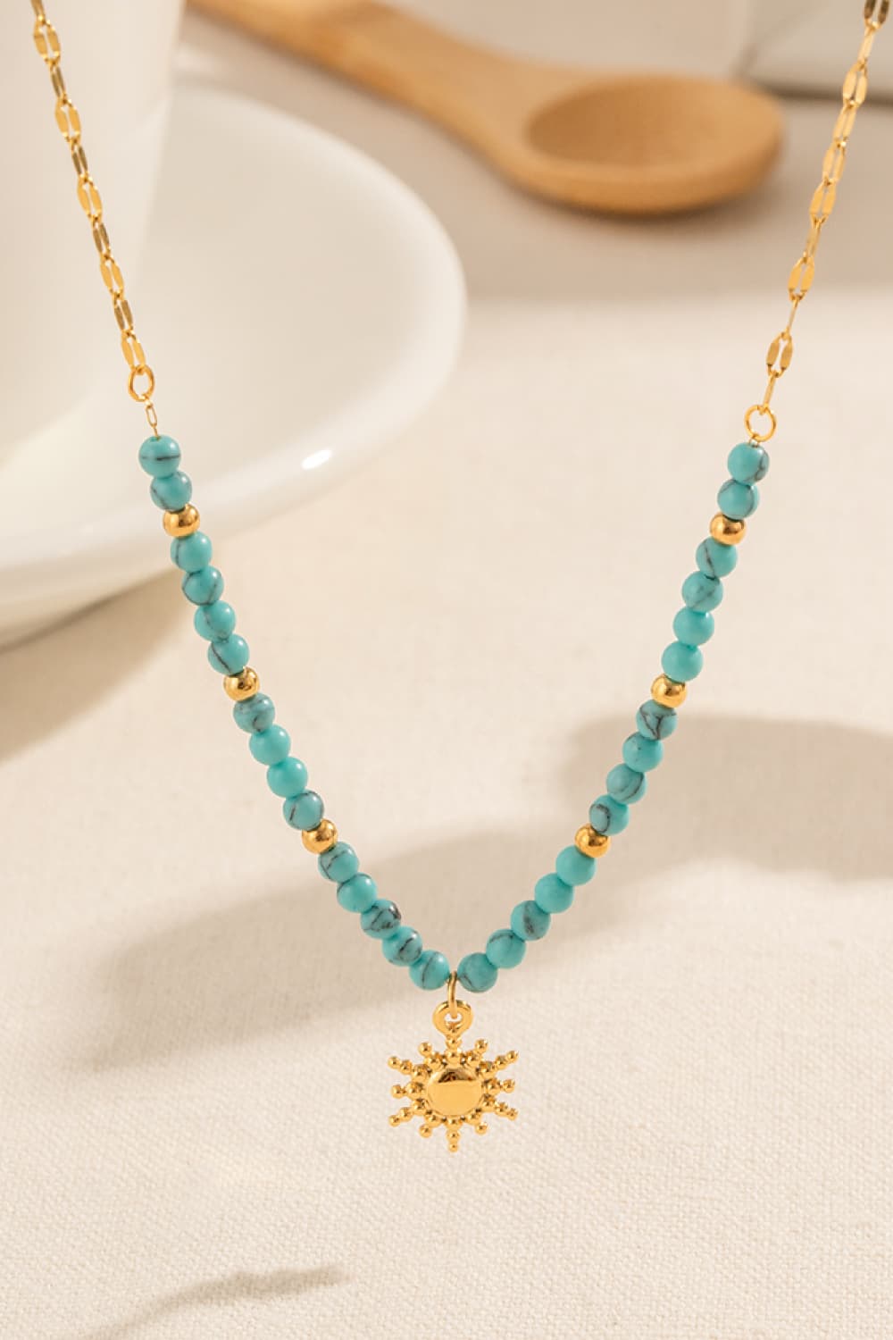 Honeybee Mumford's Turquoise Beaded 18K Gold-Plated Sun Shape Pendant Necklace