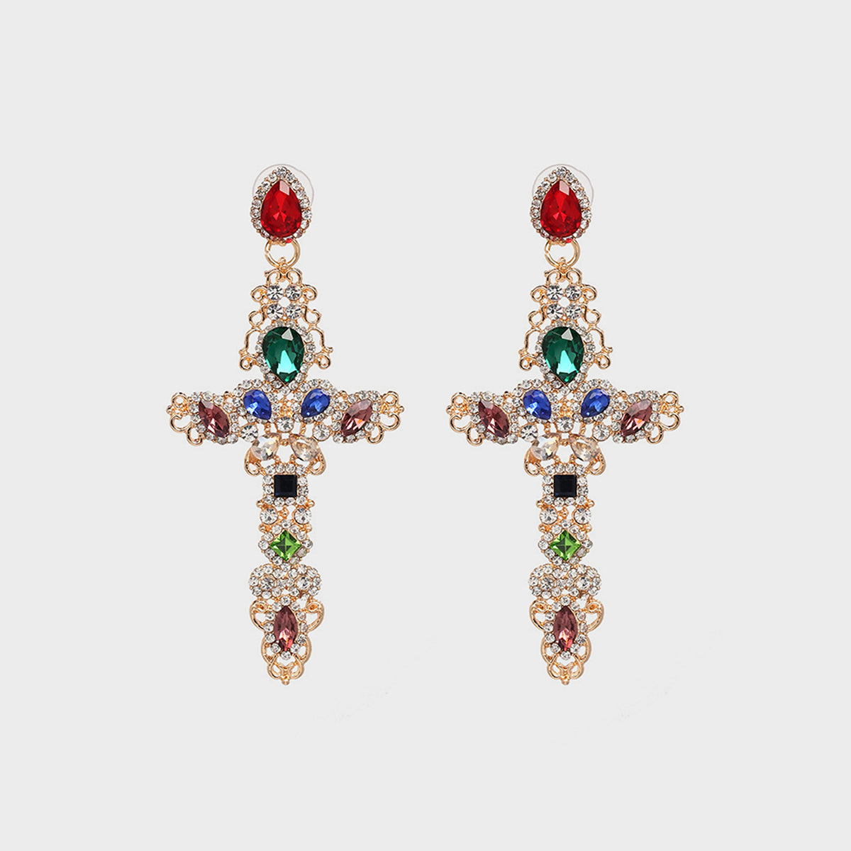 honeybee Mumford's Rhinestone Alloy Cross Earrings