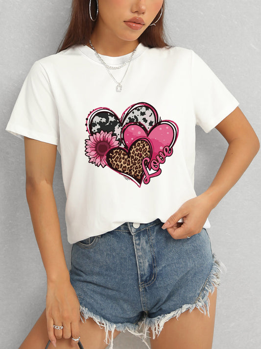 Honeybee Mumford's Heart Round Neck Short Sleeve T-Shirt