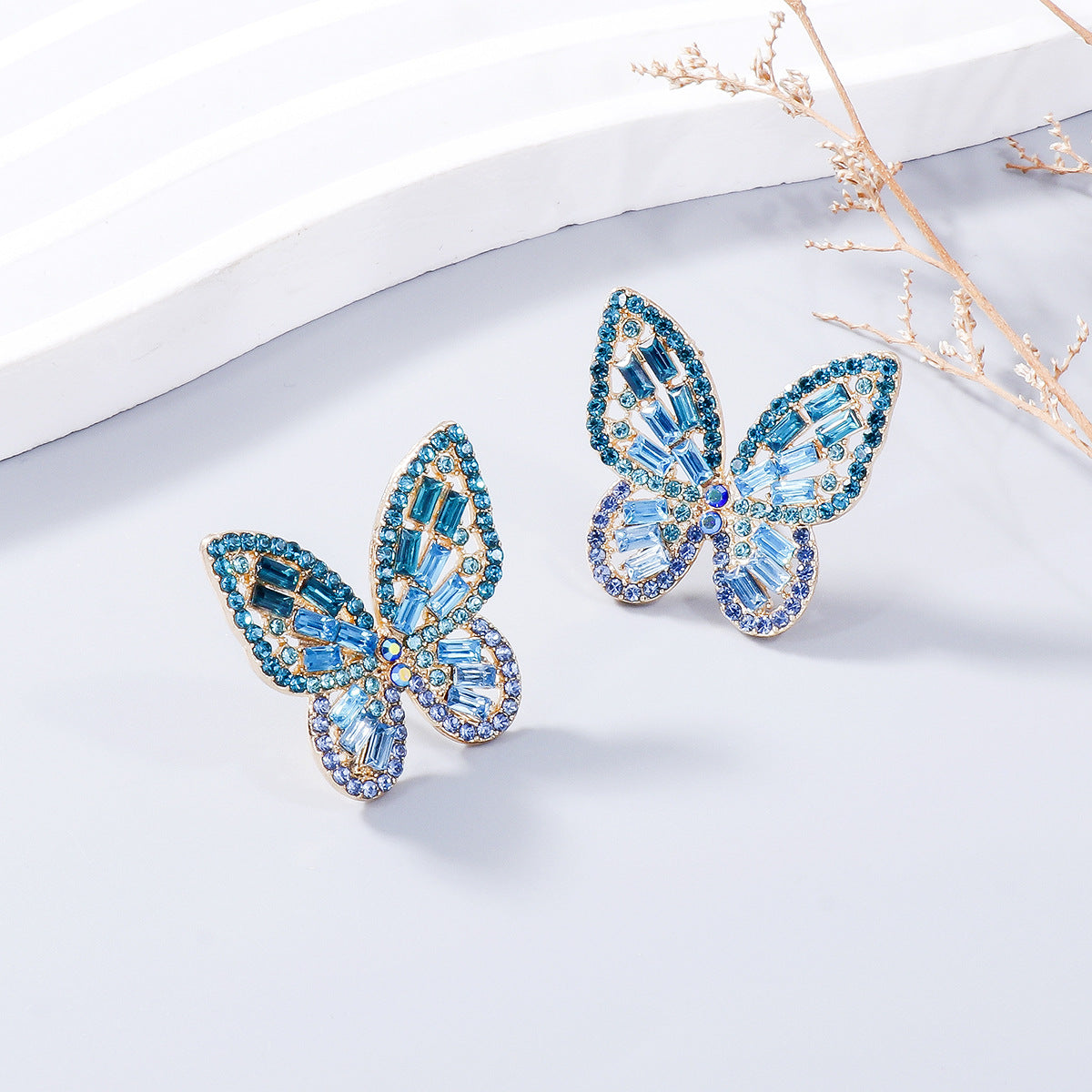 honeybee Mumford's Alloy Rhinestone Butterfly Earrings