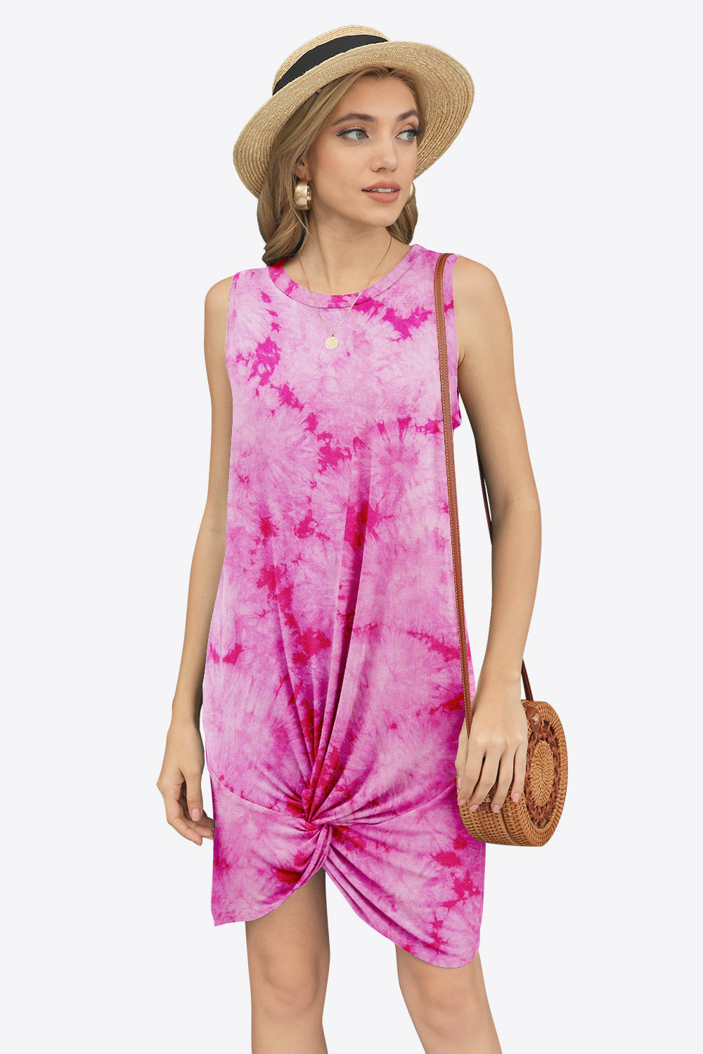 Honeybee Mumford's Tie-Dye Twisted Round Neck Sleeveless Dress