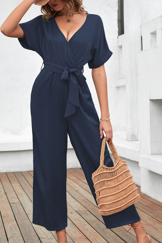 Honeybee Mumford's Tie Waist Surplice Wide Leg Jumpsuit