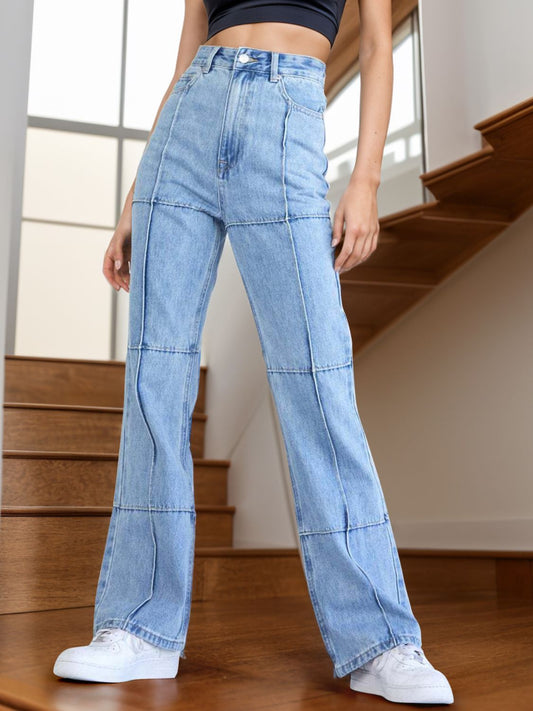 Honeybee Mumford's High Waist Straight Jeans with Pockets