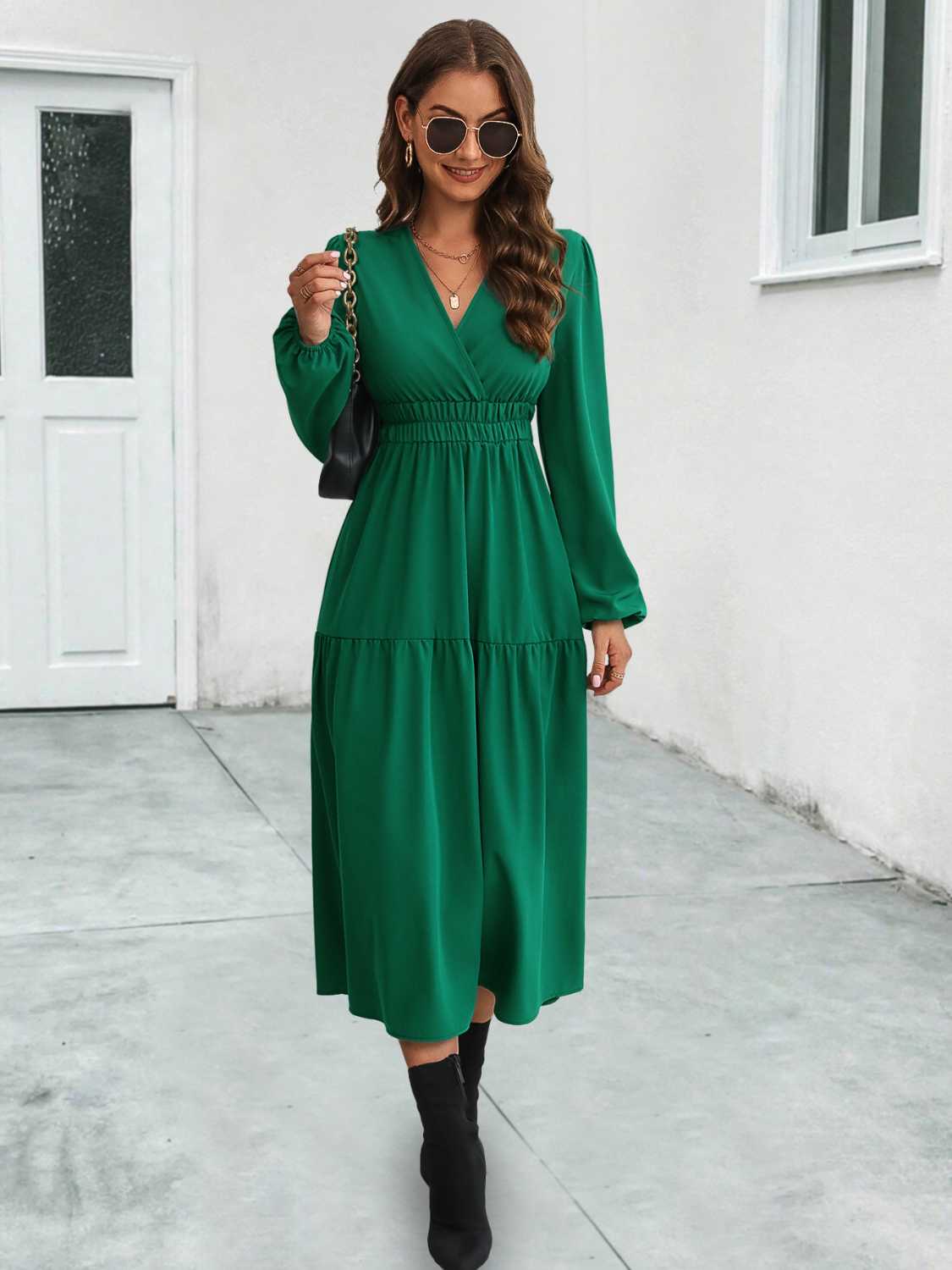 Honeybee Mumford's Surplice Neck Long Sleeve Midi Dress