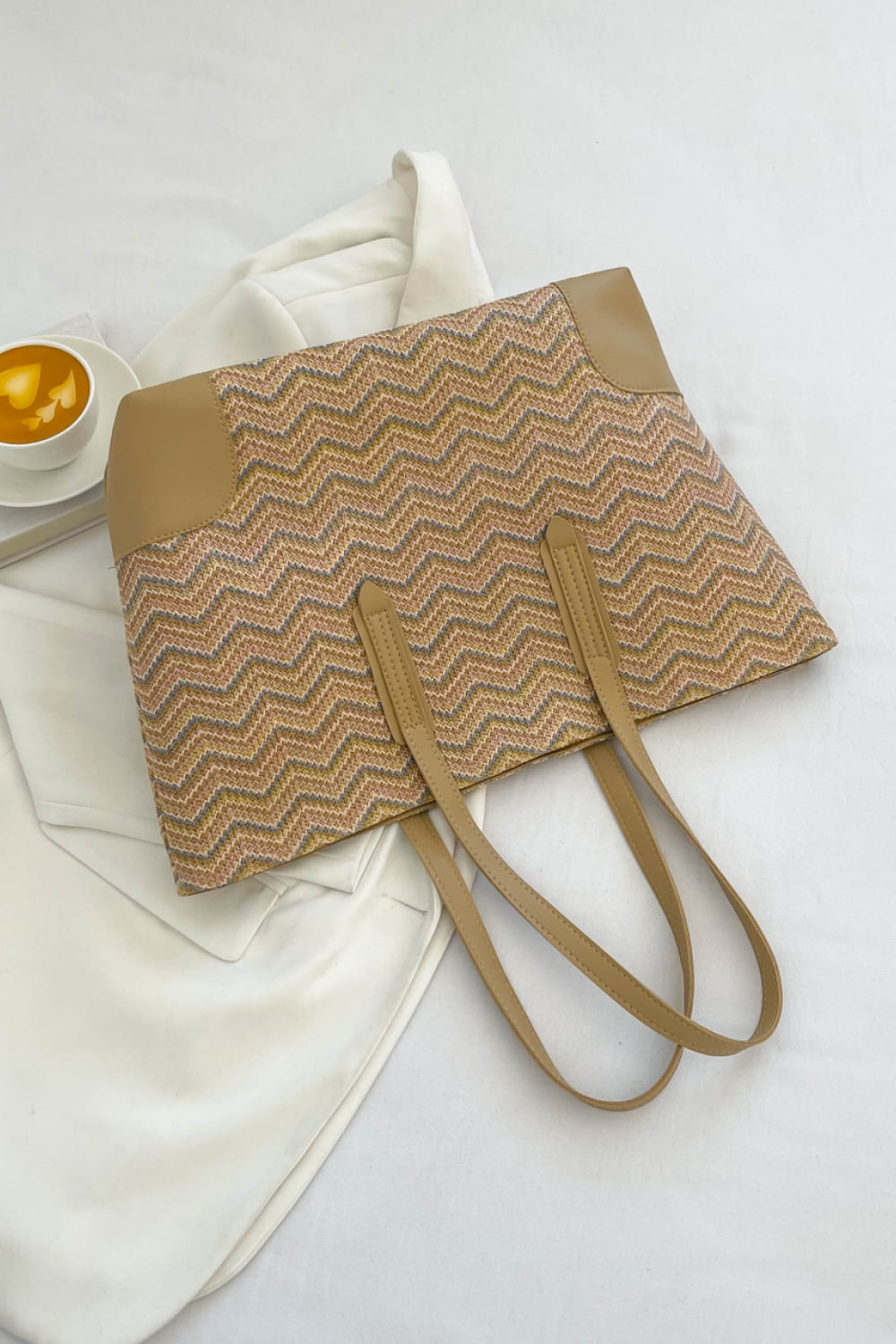 Honeybee Mumford's Chevron Straw Tote Bag