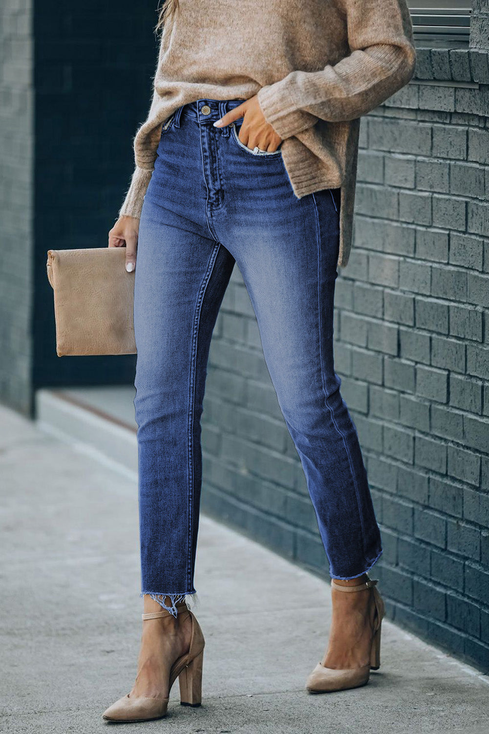 Honeybee Mumford's High Waist Raw Hem Skinny Jeans