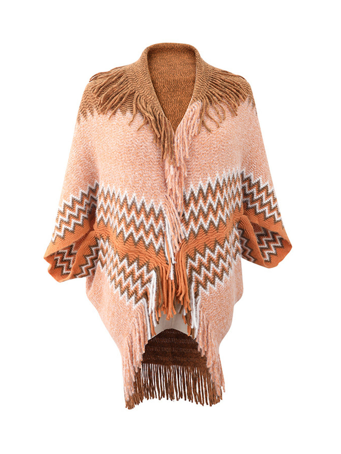 Honeybee Mumford's Geometric Fringe Open Front Cardigan