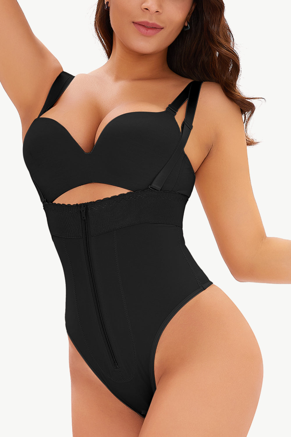 Honeybee Mumford's Full Size Adjustable Strap Zip-Up Shaping Bodysuit