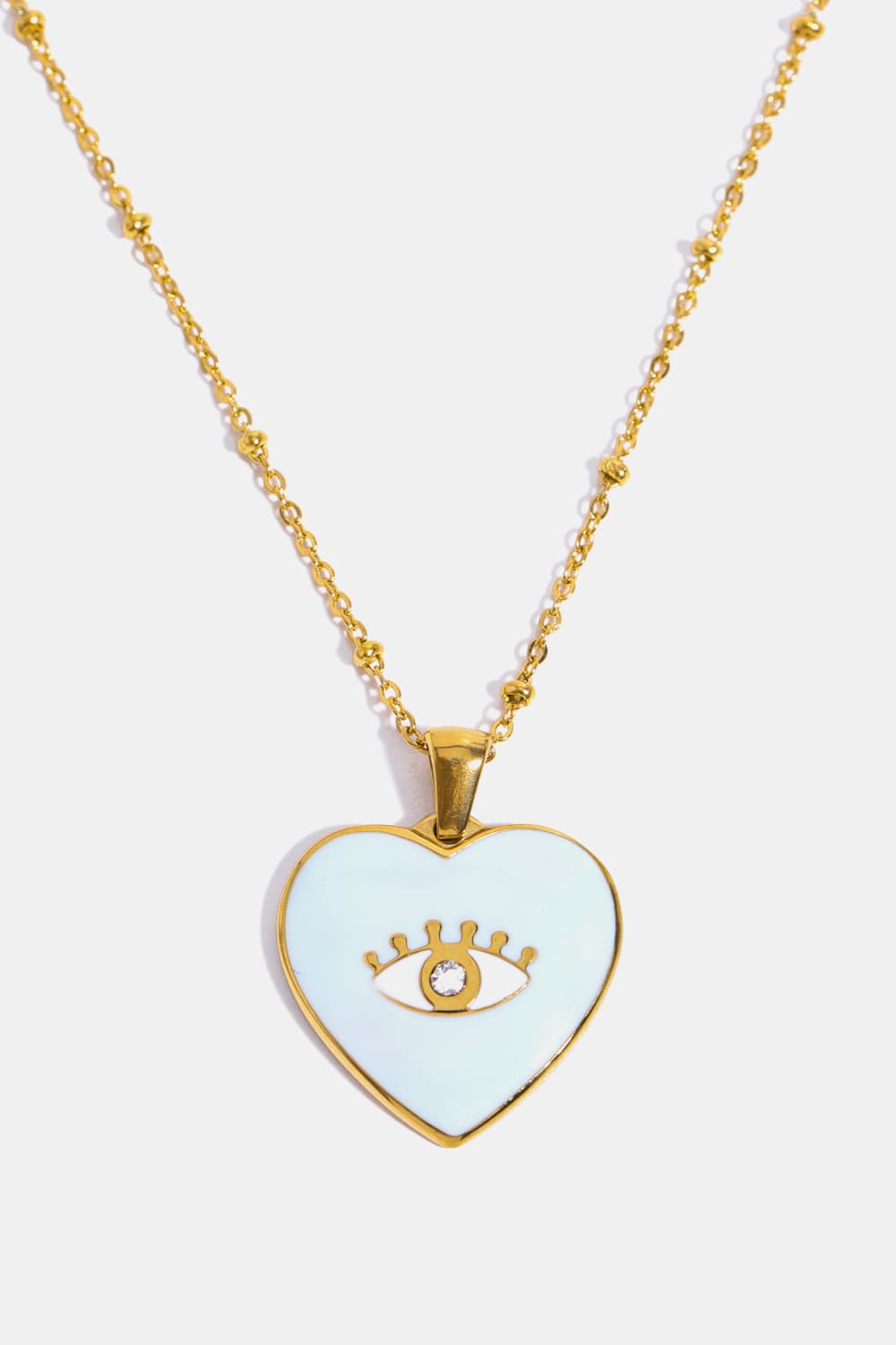 Honeybee Mumford's Heart & Evil Eye Shape 18K Gold Plated Pendant Necklace