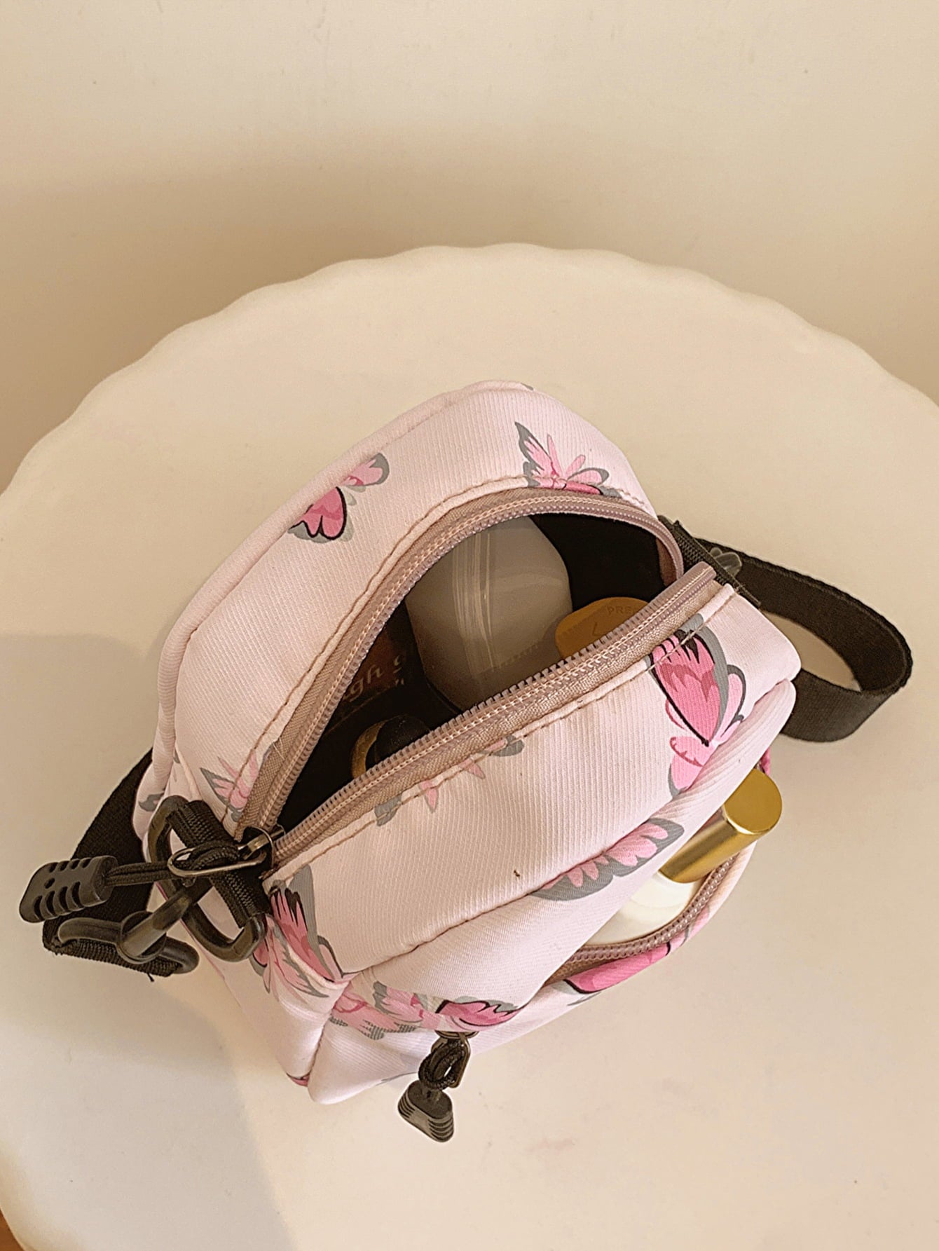 Honeybee Mumford's Butterfly Print Shoulder Bag in pink or light grey and more