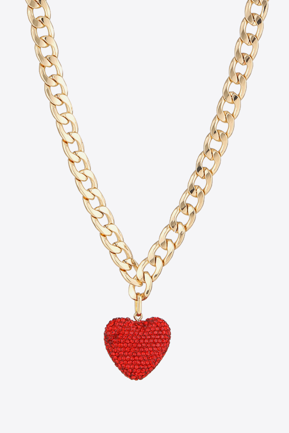 honeybee Mumford's Rhinestone Heart Pendant Curb Chain Necklace