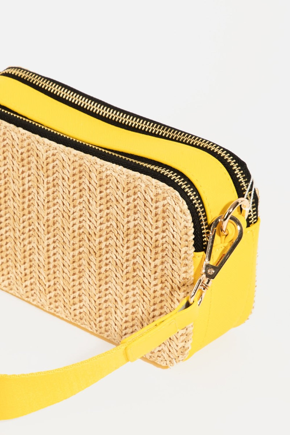 Honeybee Mumford's Straw Contrast Crossbody Bag