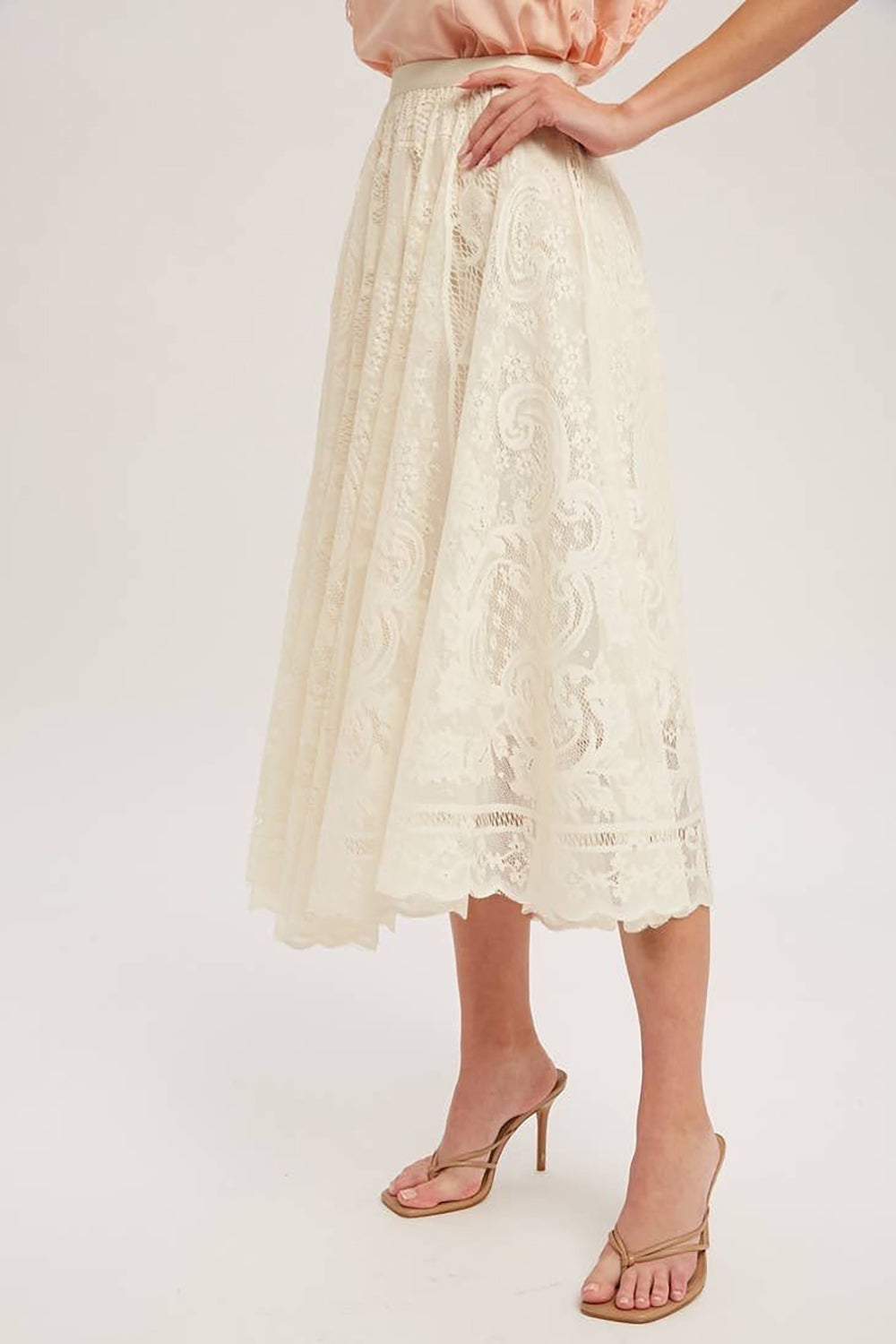 Honeybee Mumford's Lace High Waist Midi Skirt