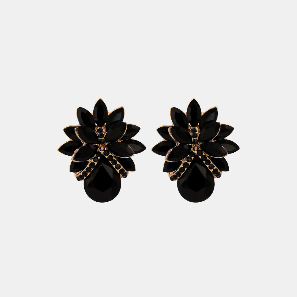 honeybee Mumford's Flower Shape Glass Stone Stud Earrings