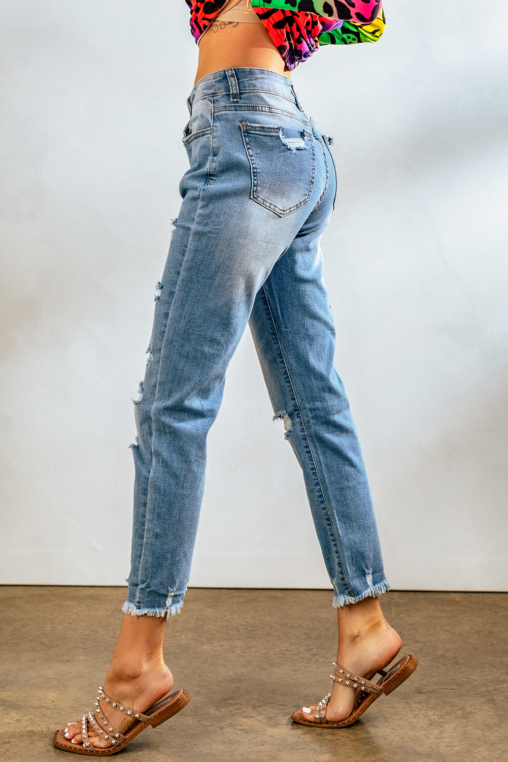 Honeybee Mumford's Light Blue Distressed Boyfriend Denim Pants