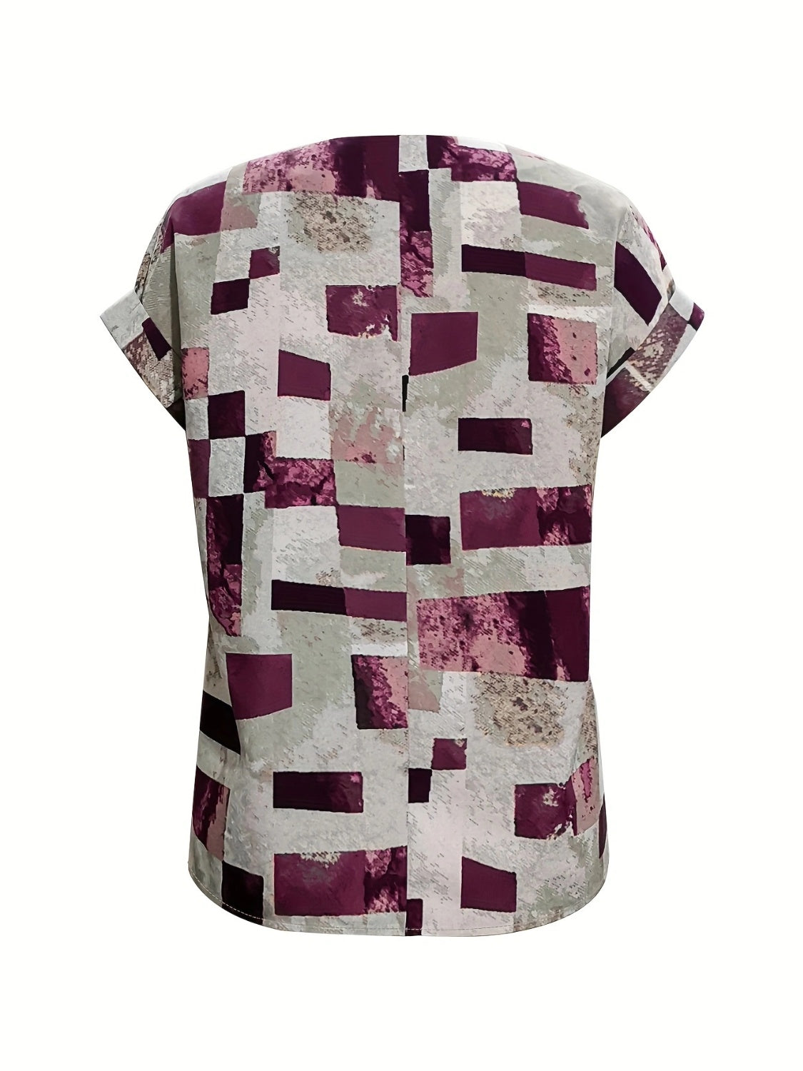 Honeybee Mumford's Printed Notched Short Sleeve Blouse