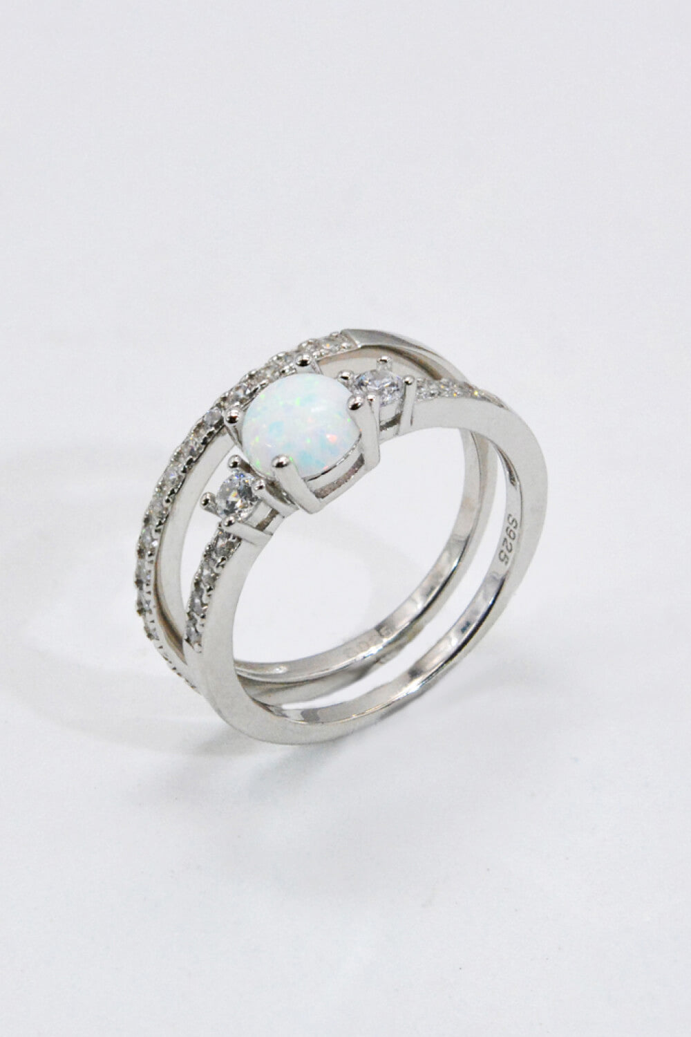 Honeybee Mumford's Sterling Silver Opal Split Shank Ring