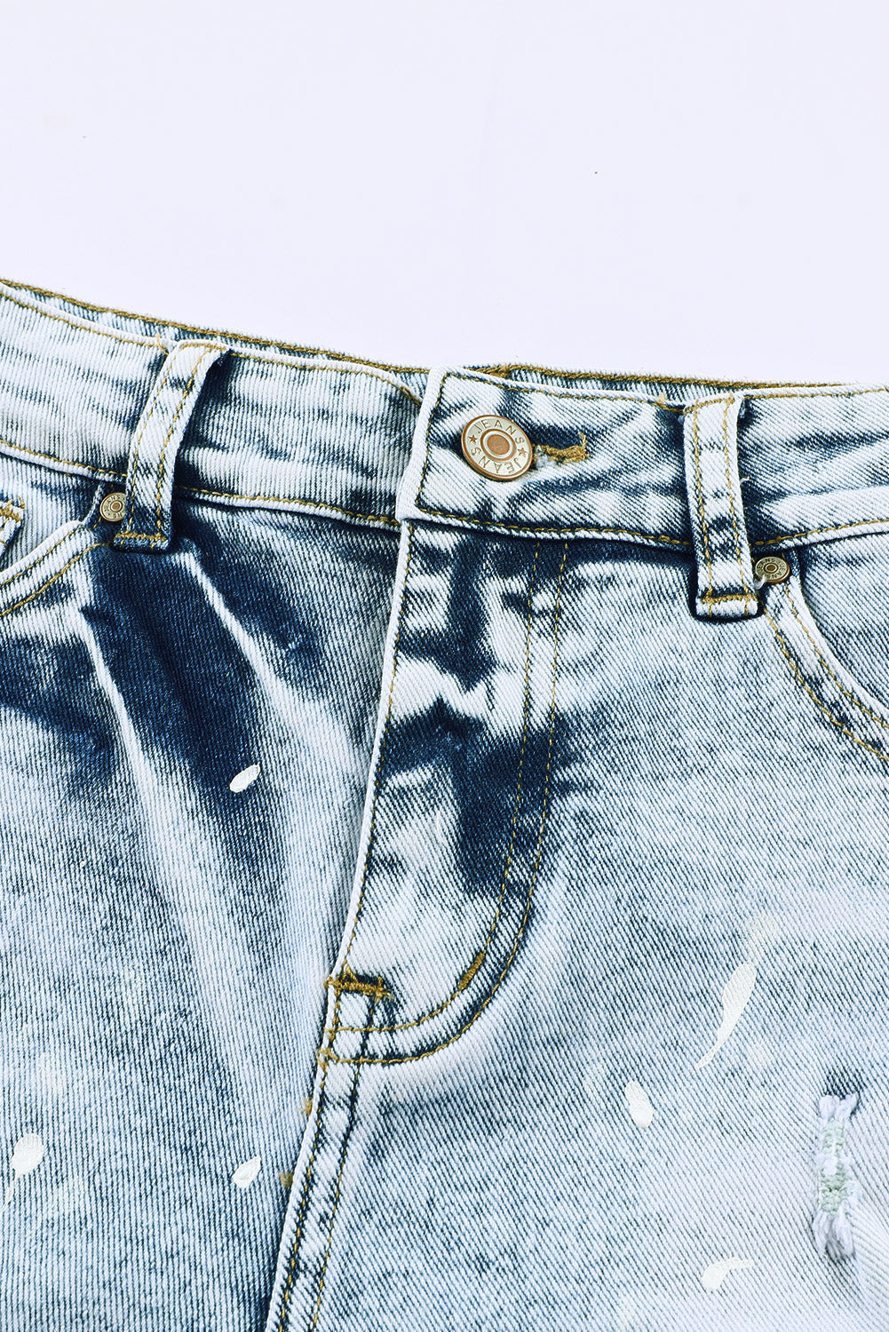 Honeybee Mumford's Sky Blue Distressed Bleached Denim Shorts