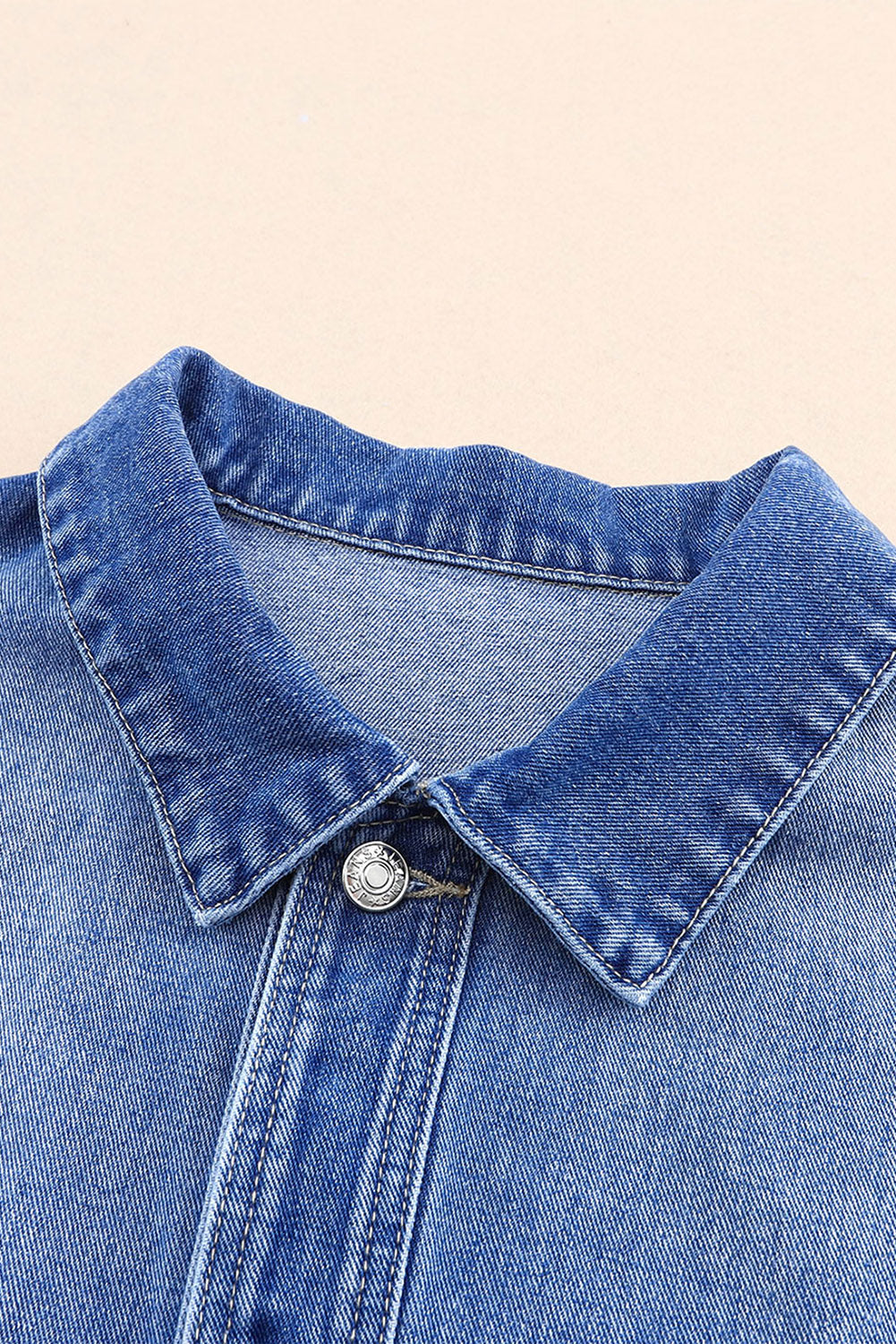 Honeybee Mumford's Blue Chest Pockets Drop Shoulder Loose Denim Jacket