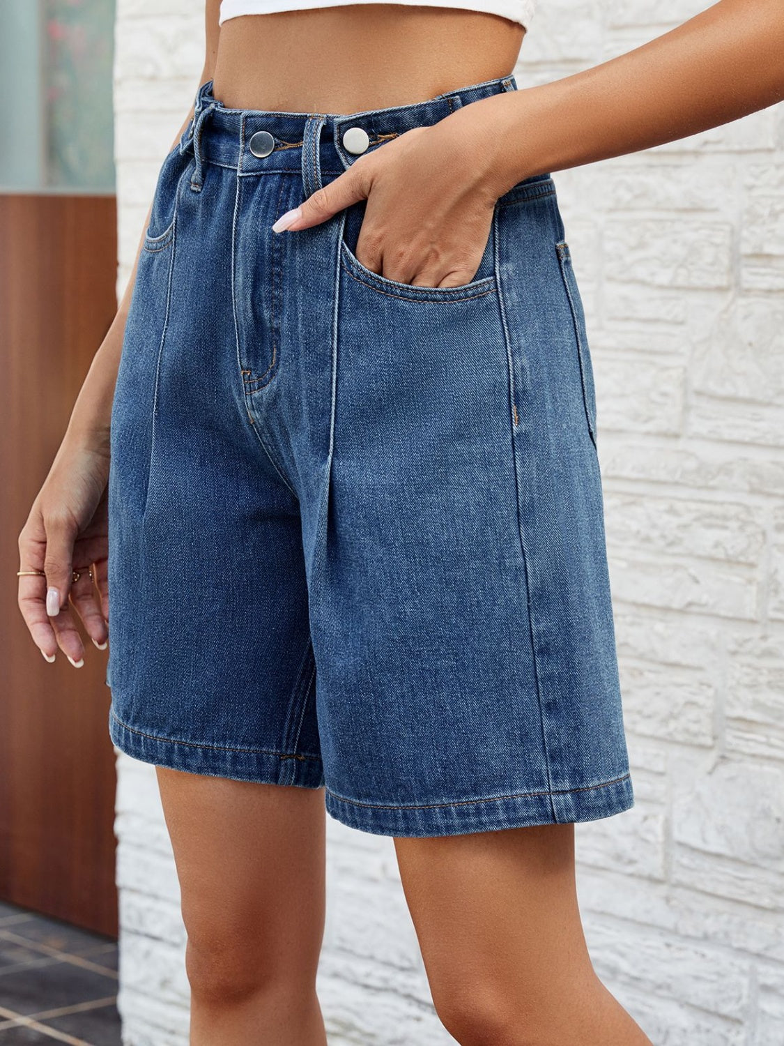 Honeybee Mumford's High Waist Denim Shorts with Pockets