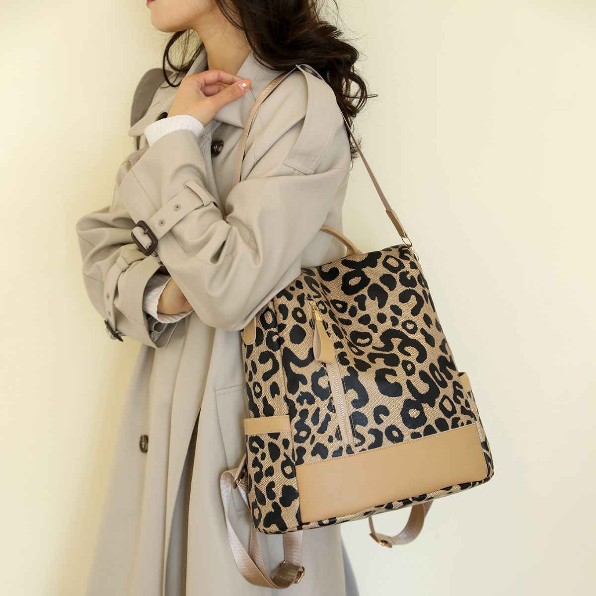 honeybee Mumford's Leopard Leather Backpack Bag