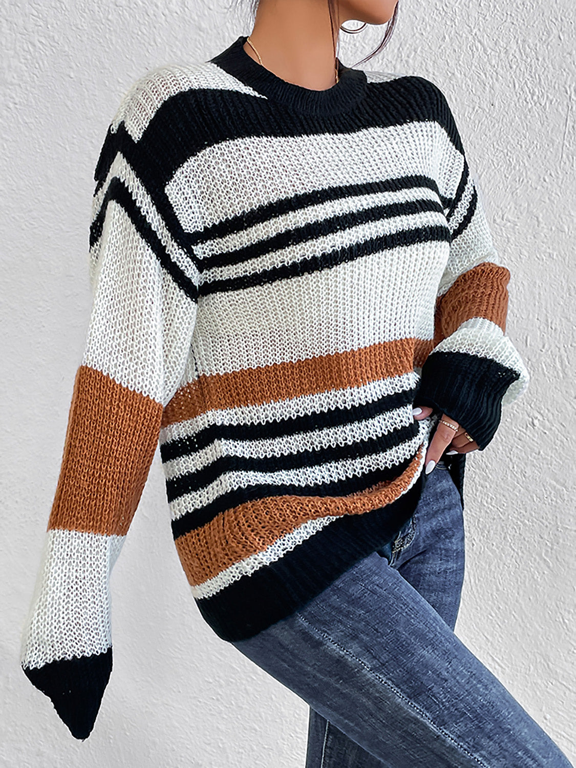 Honeybee Mumford's Striped Round Neck Sweater