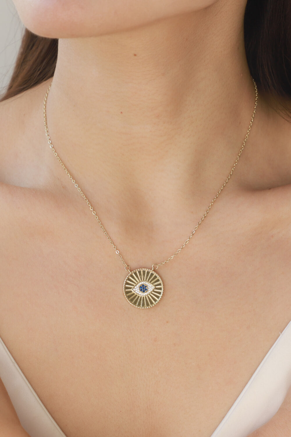 Honeybee Mumford's Rhinestone Evil Eye Pendant Necklace