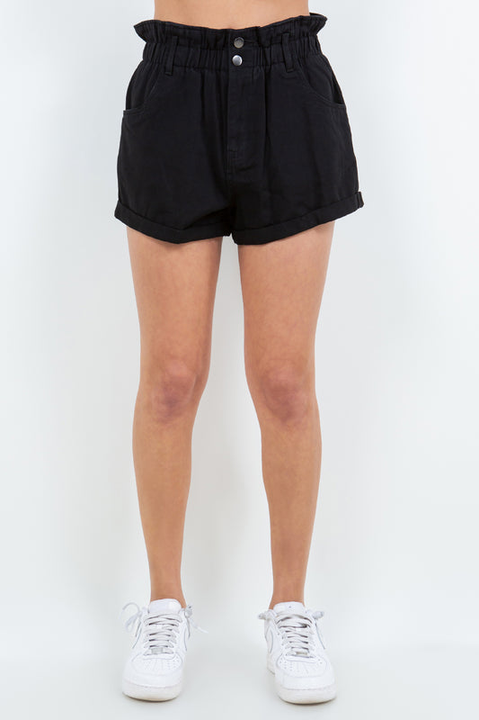 Honeybee Mumford's black High Waist Paper Bag Shorts