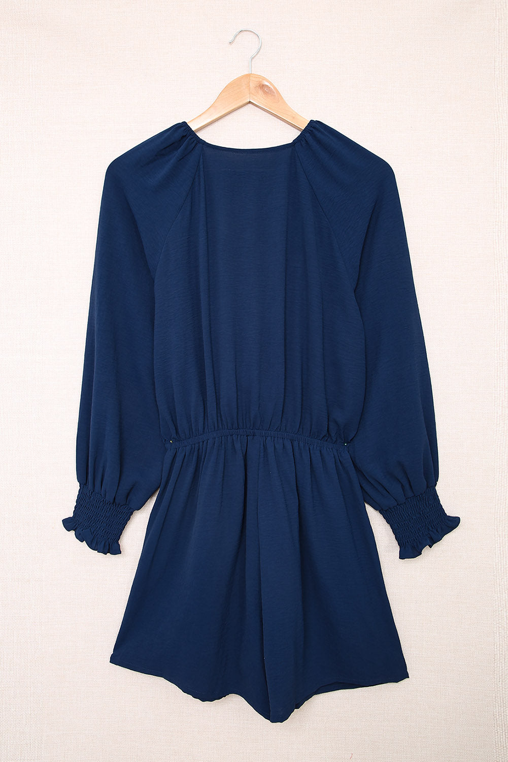 Honeybee Mumford's Navy Tie Knot Puff Long Sleeve Romper